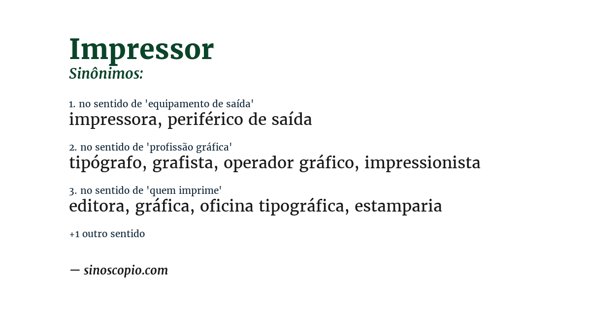 Sinônimo de impressor