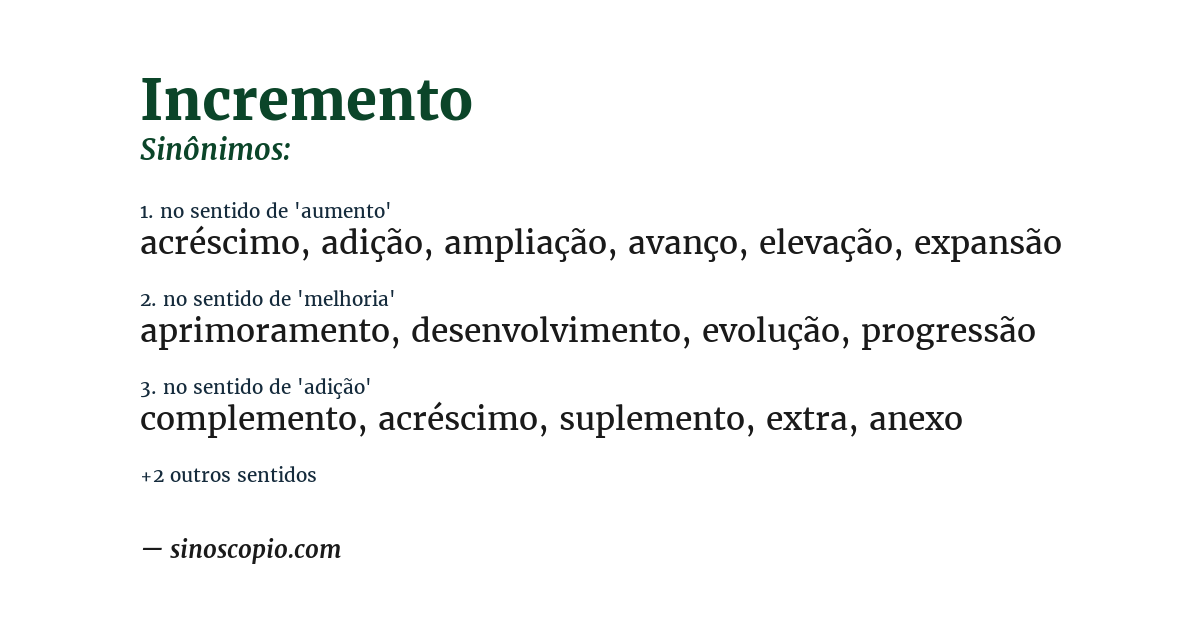 Sinônimo de incremento