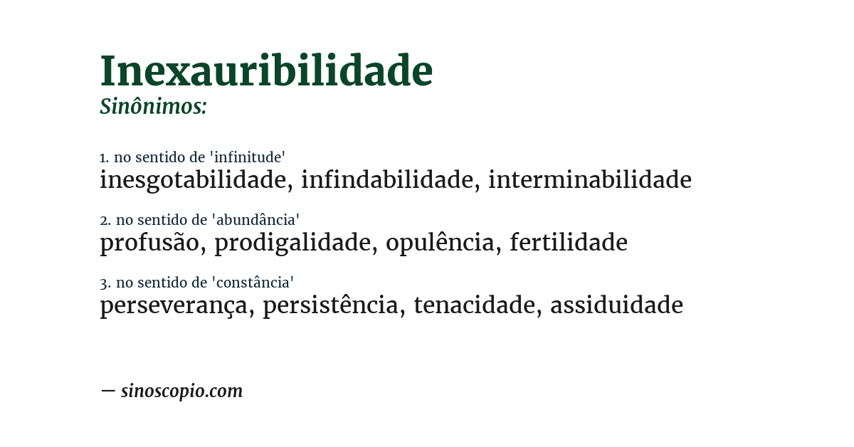 Sinônimo de inexauribilidade