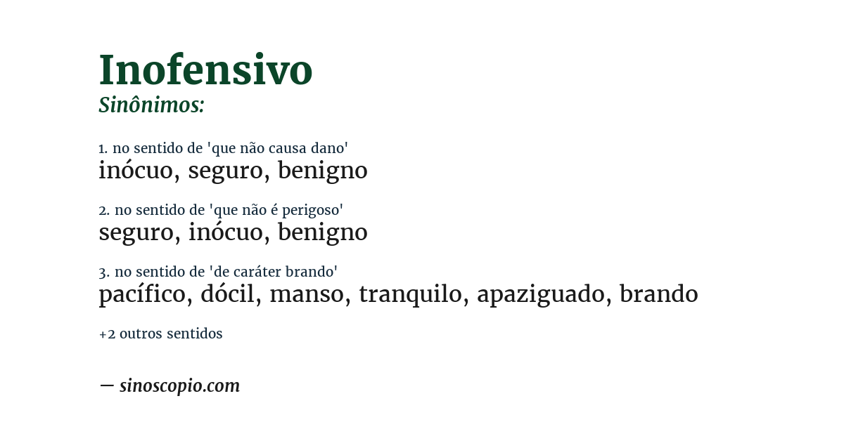 Sinônimo de inofensivo