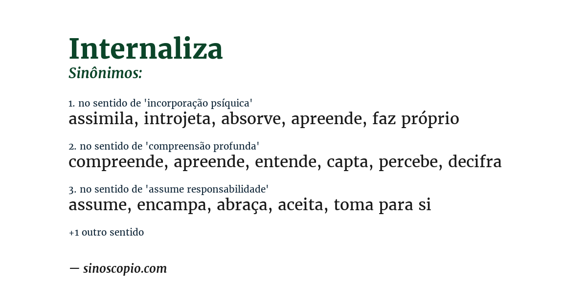Sinônimo de internaliza
