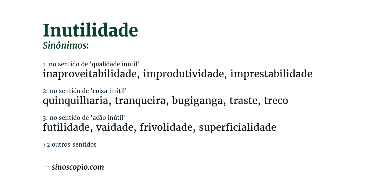 Sinônimo de inutilidade