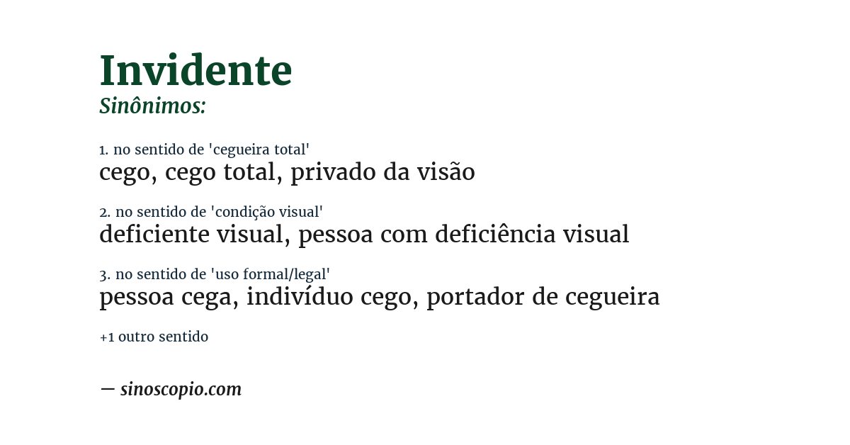 Sinônimo de invidente