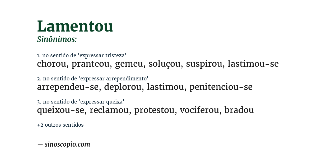 Sinônimo de lamentou