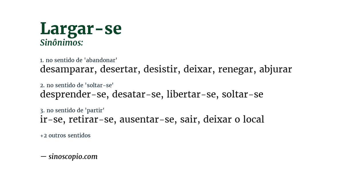 Sinônimo de largar-se