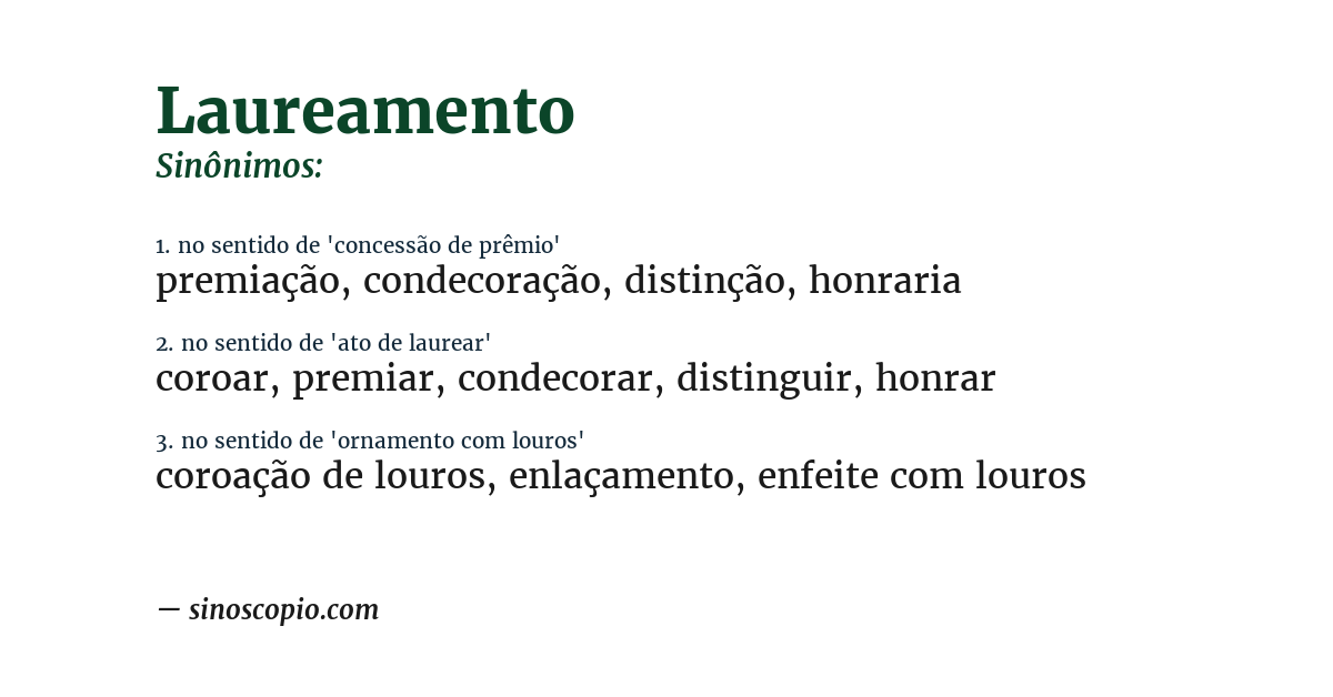 Sinônimo de laureamento