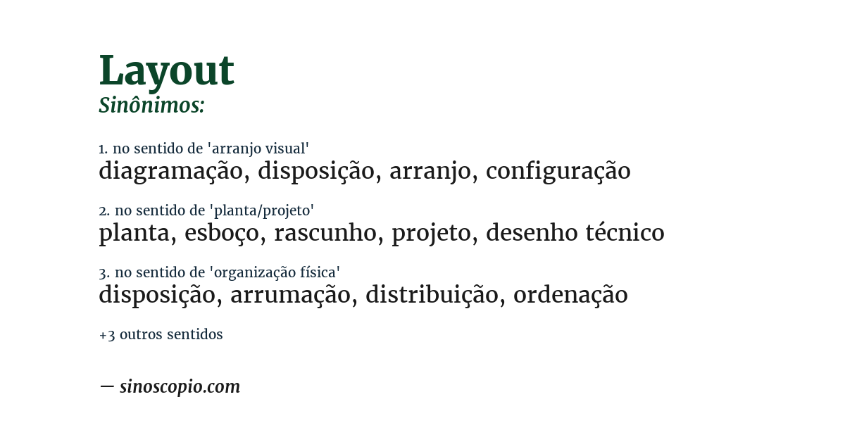 Sinônimo de layout