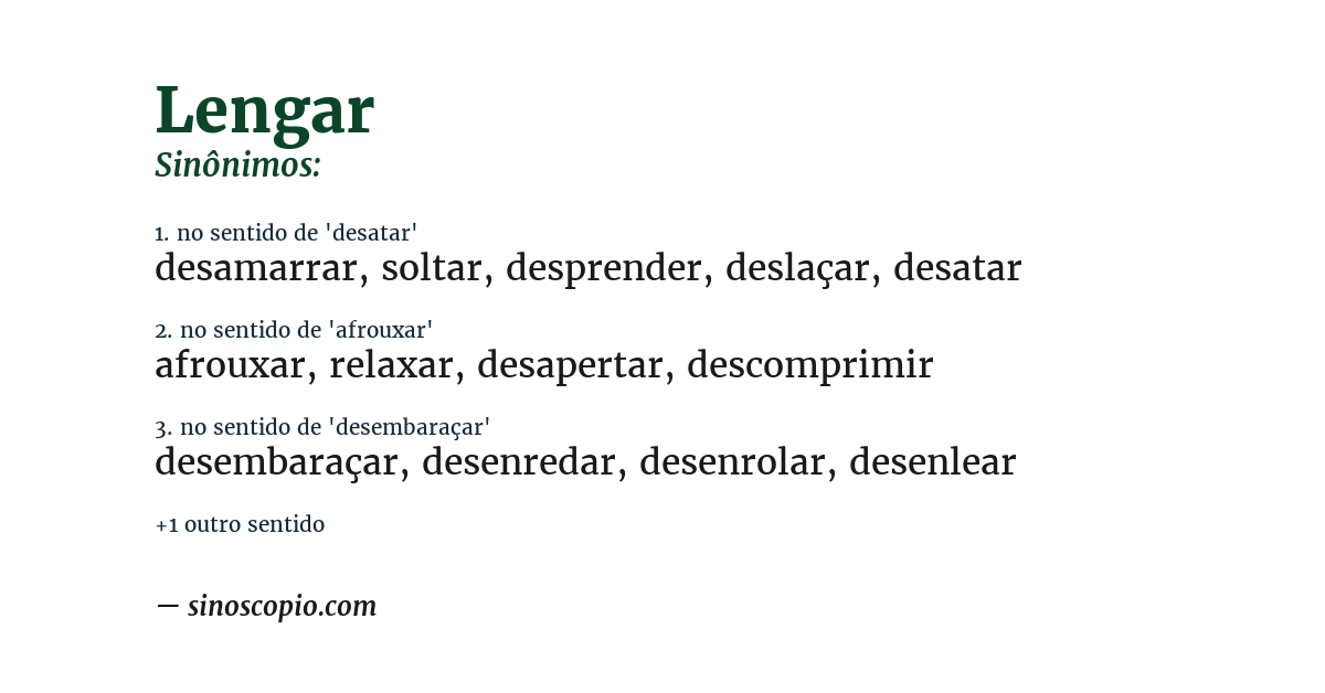 Sinônimo de lengar