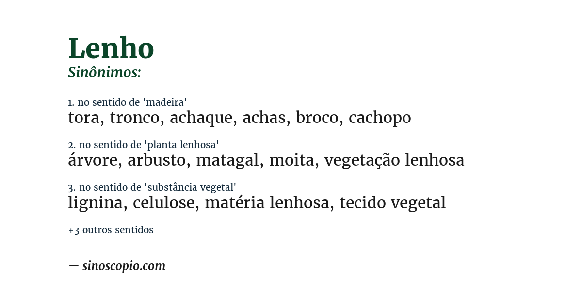 Sinônimo de lenho