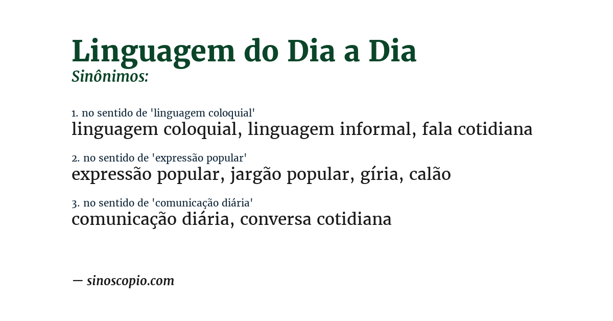Sinônimo de linguagem do dia a dia