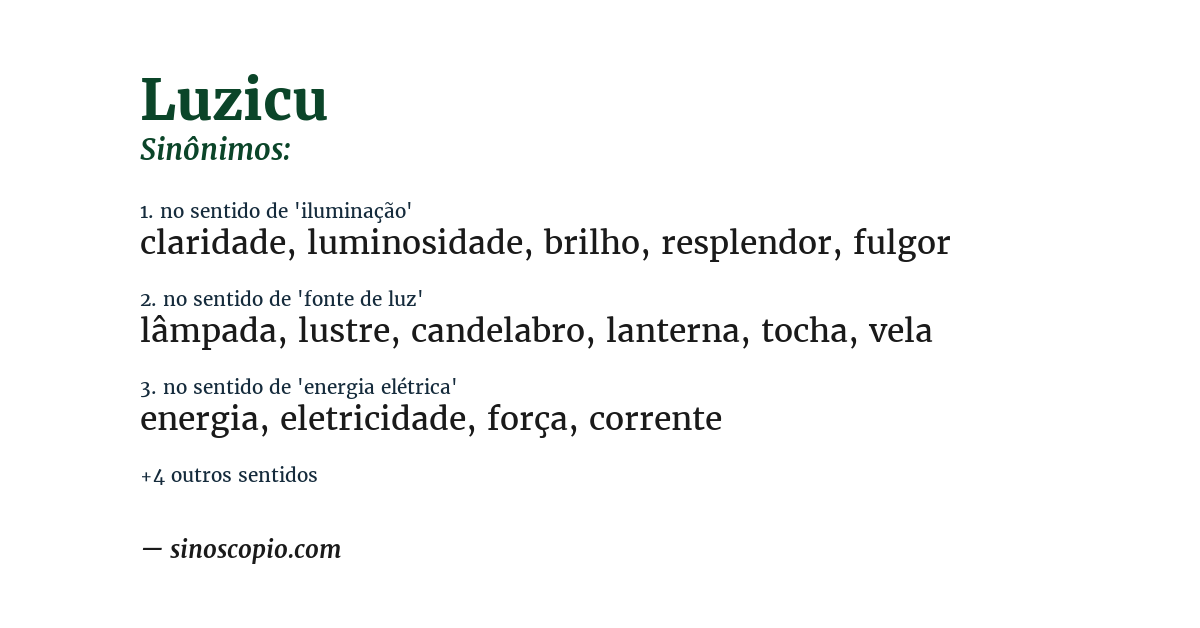 Sinônimo de luzicu