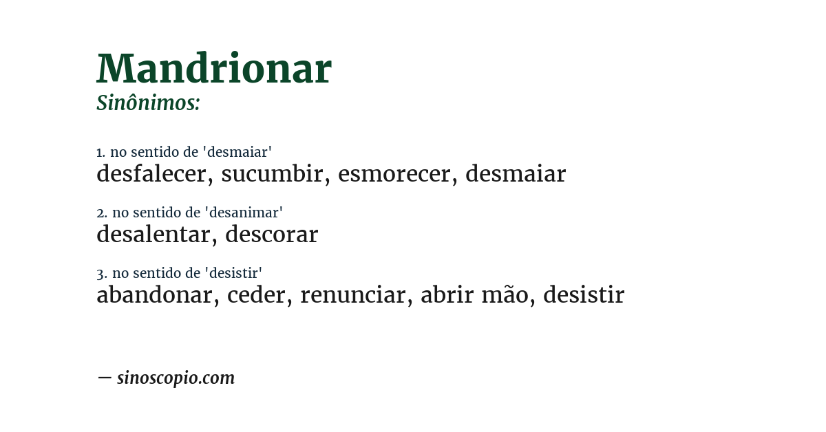 Sinônimo de mandrionar