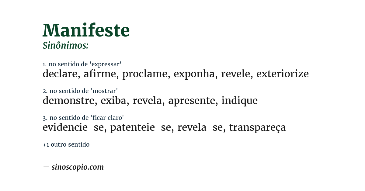 Sinônimo de manifeste