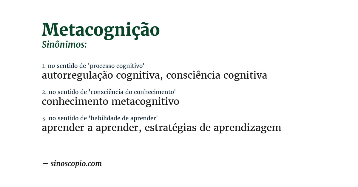 Sinônimo de metacognição
