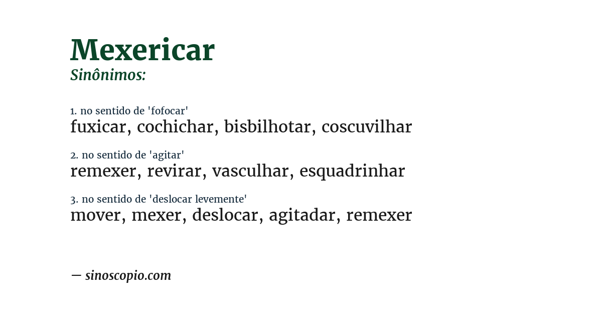 Sinônimo de mexericar