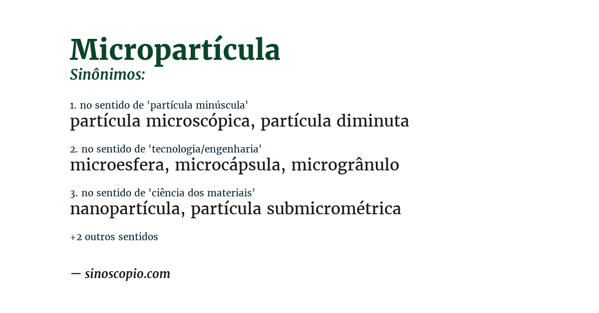 Sinônimo de micropartícula