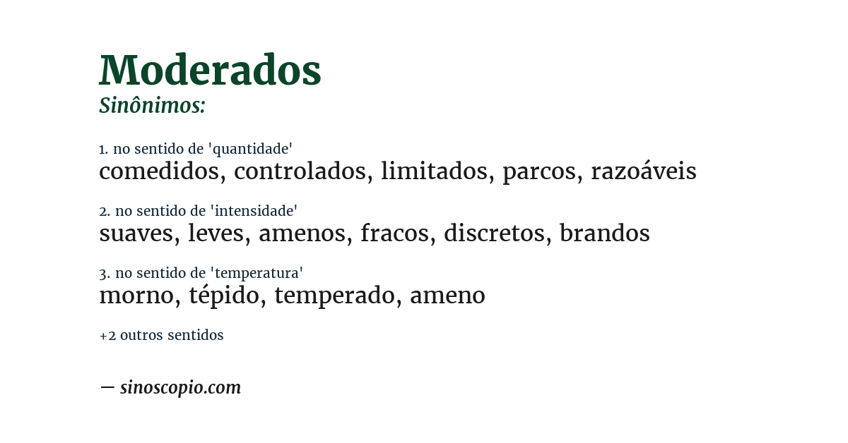 Sinônimo de moderados