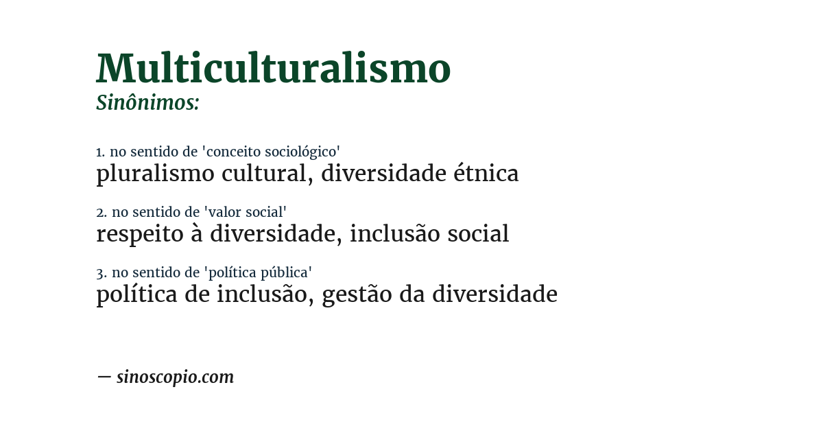 Sinônimo de multiculturalismo