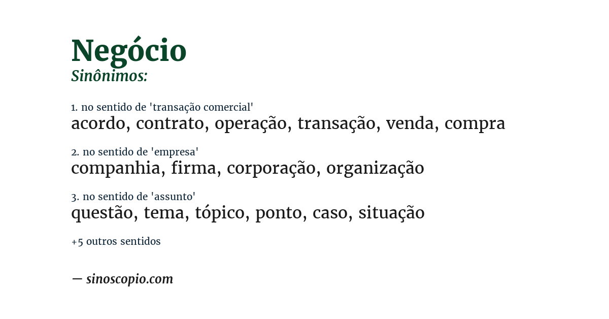 Sinônimo de negócio