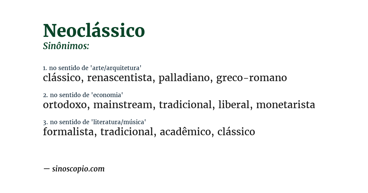 Sinônimo de neoclássico