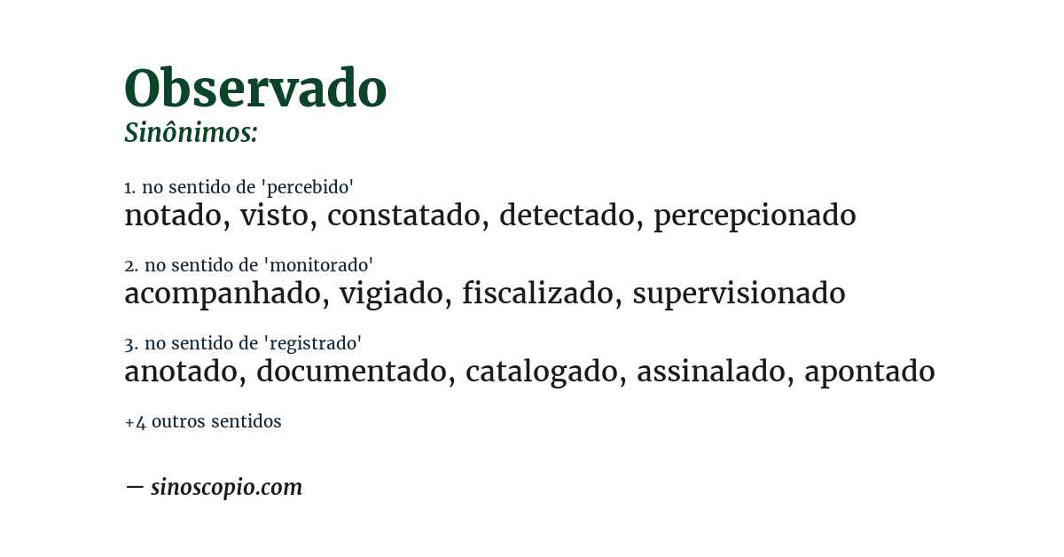 Sinônimo de observado