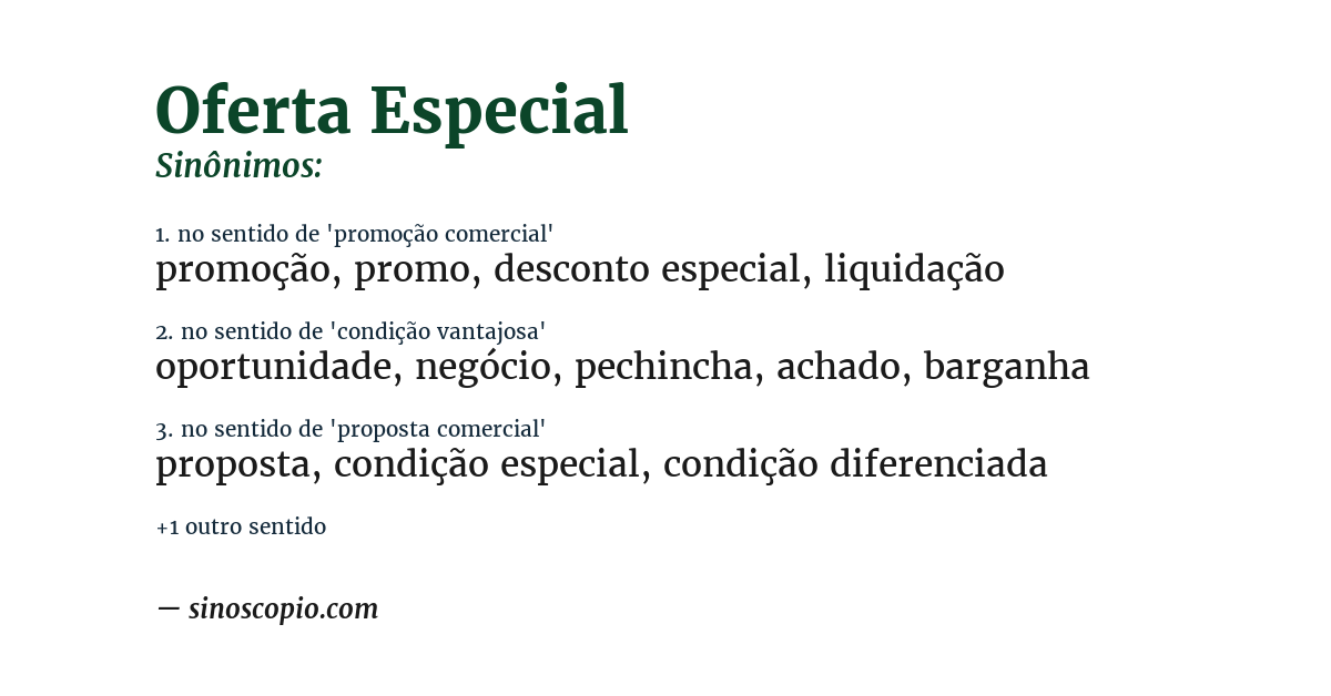 Sinônimo de oferta especial