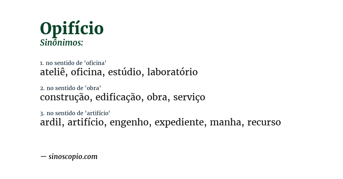 Sinônimo de opifício