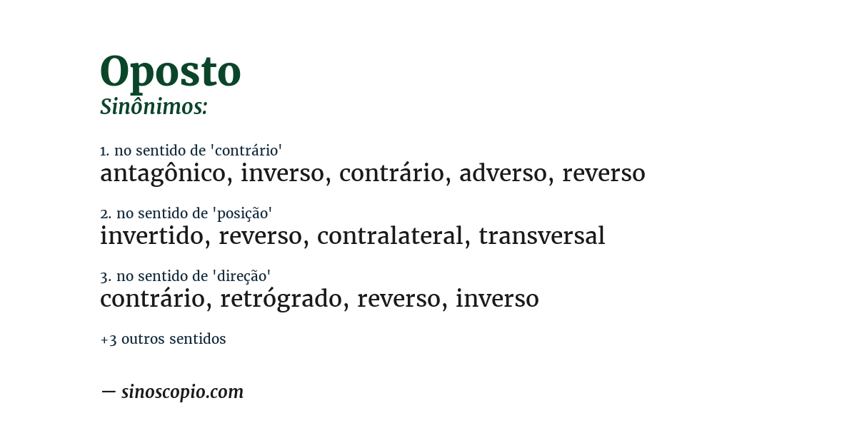 Sinônimo de oposto