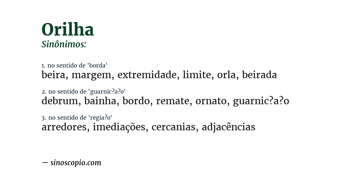 Sinônimo de orilha