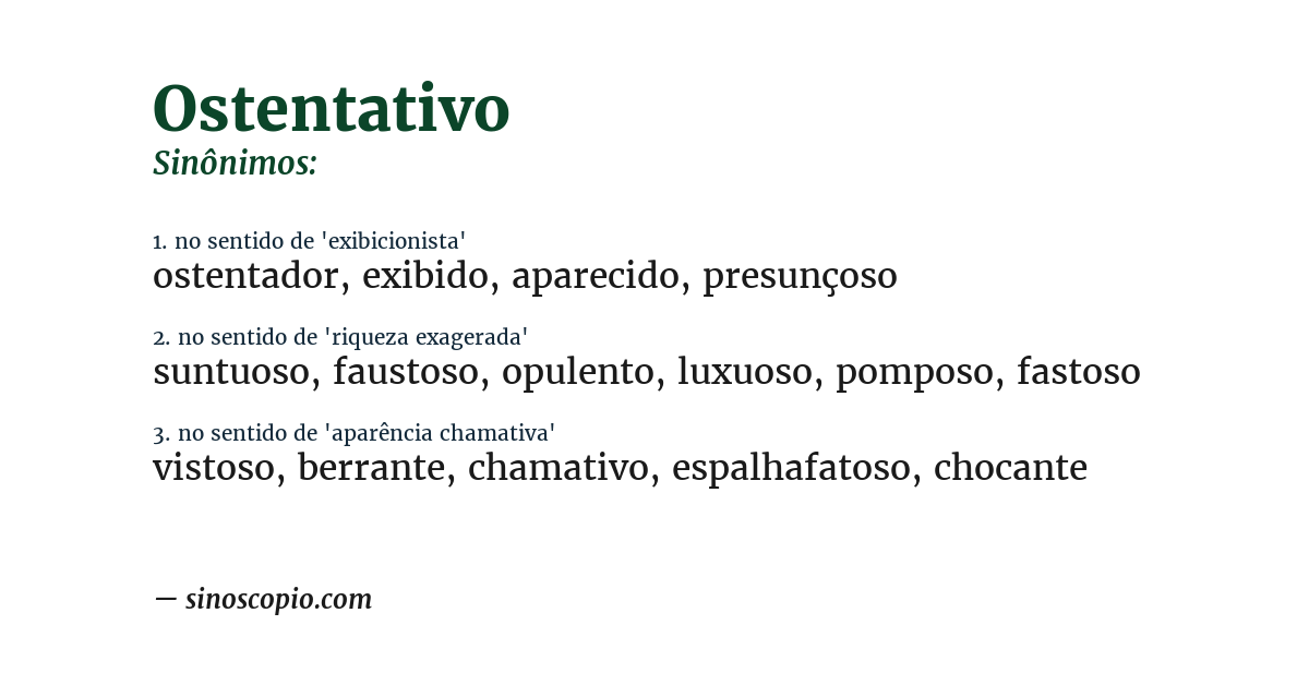 Sinônimo de ostentativo