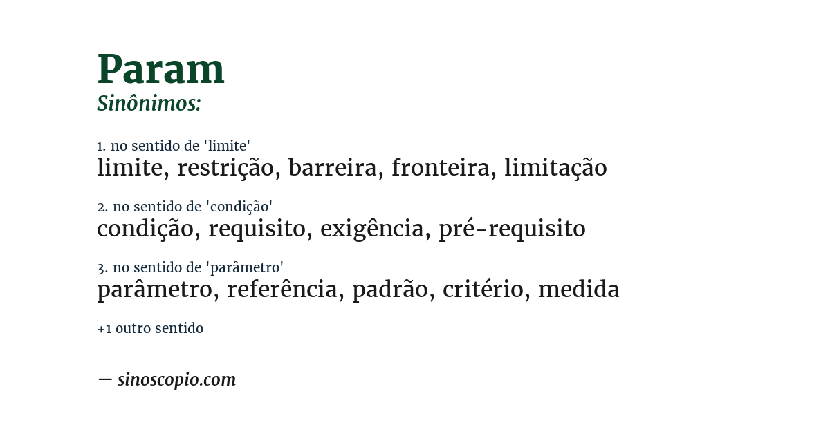 Sinônimo de param