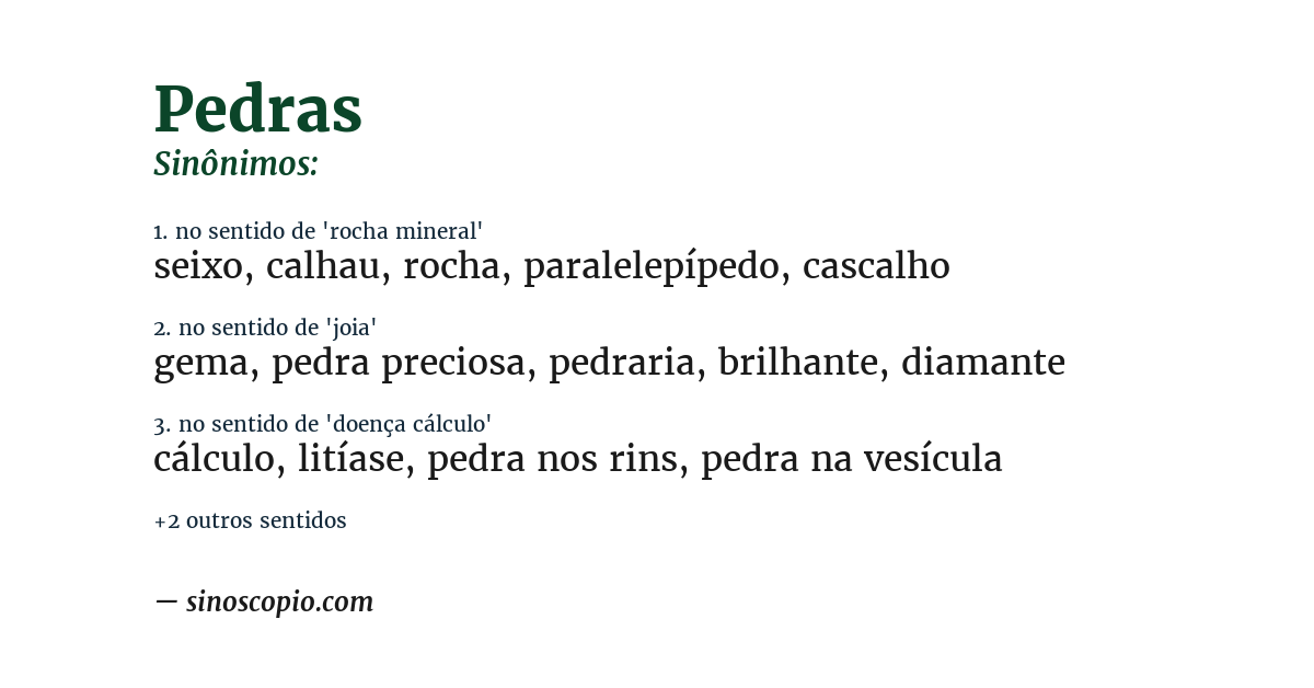 Sinônimo de pedras