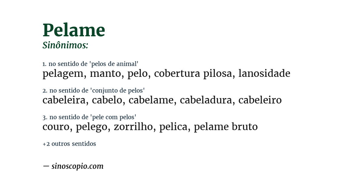 Sinônimo de pelame