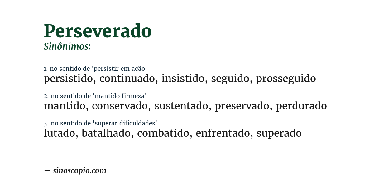 Sinônimo de perseverado