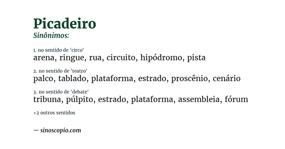 Sinônimo de picadeiro