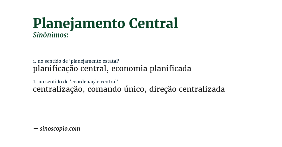 Sinônimo de planejamento central