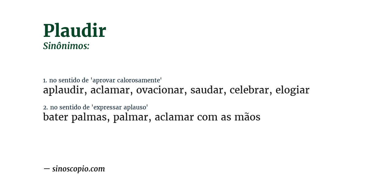 Sinônimo de plaudir