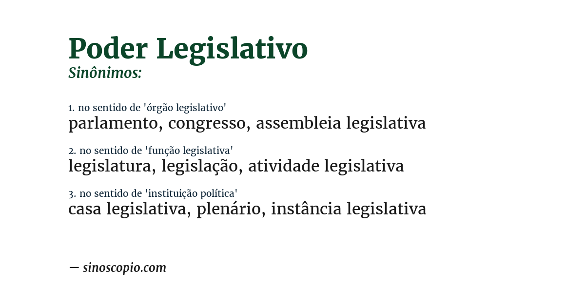 Sinônimo de poder legislativo