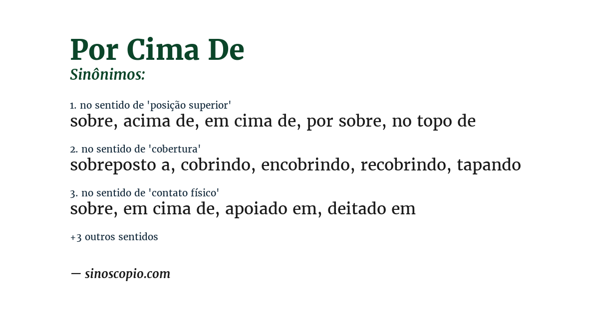 Sinônimo de por cima de
