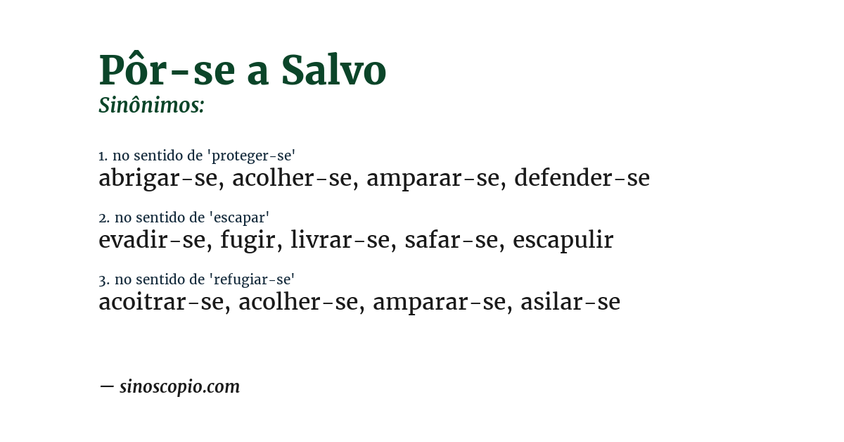Sinônimo de pôr-se a salvo