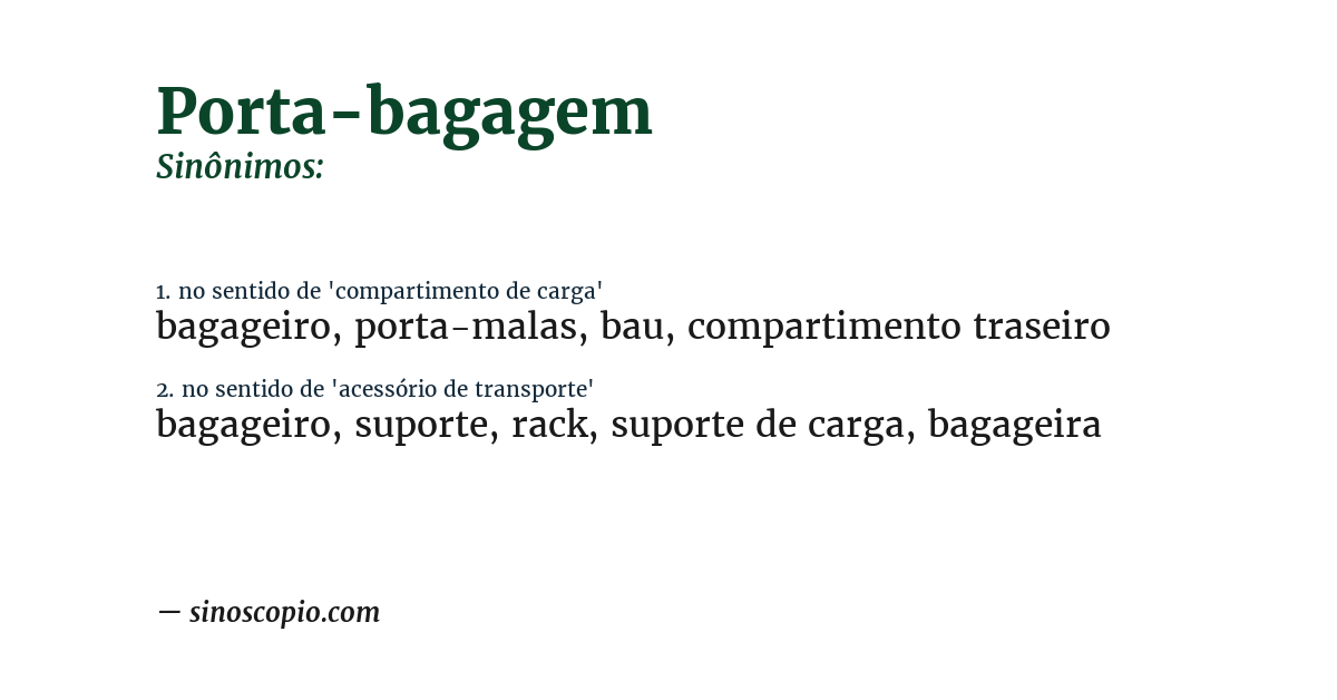 Sinônimo de porta-bagagem