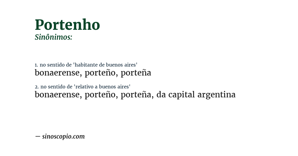 Sinônimo de portenho