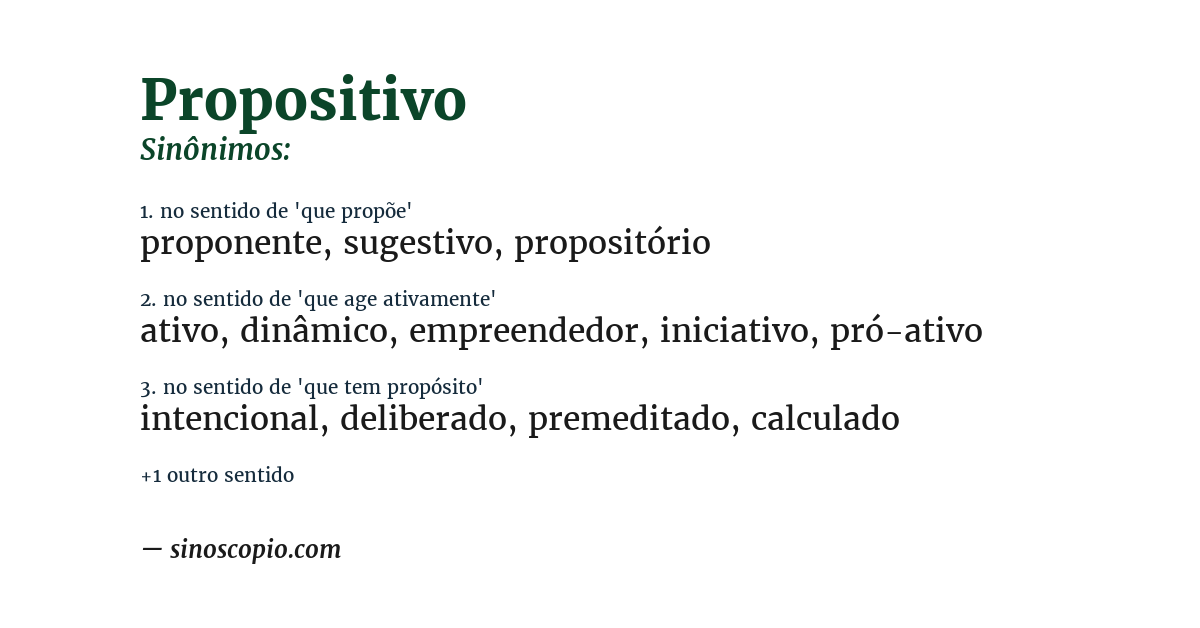 Sinônimo de propositivo