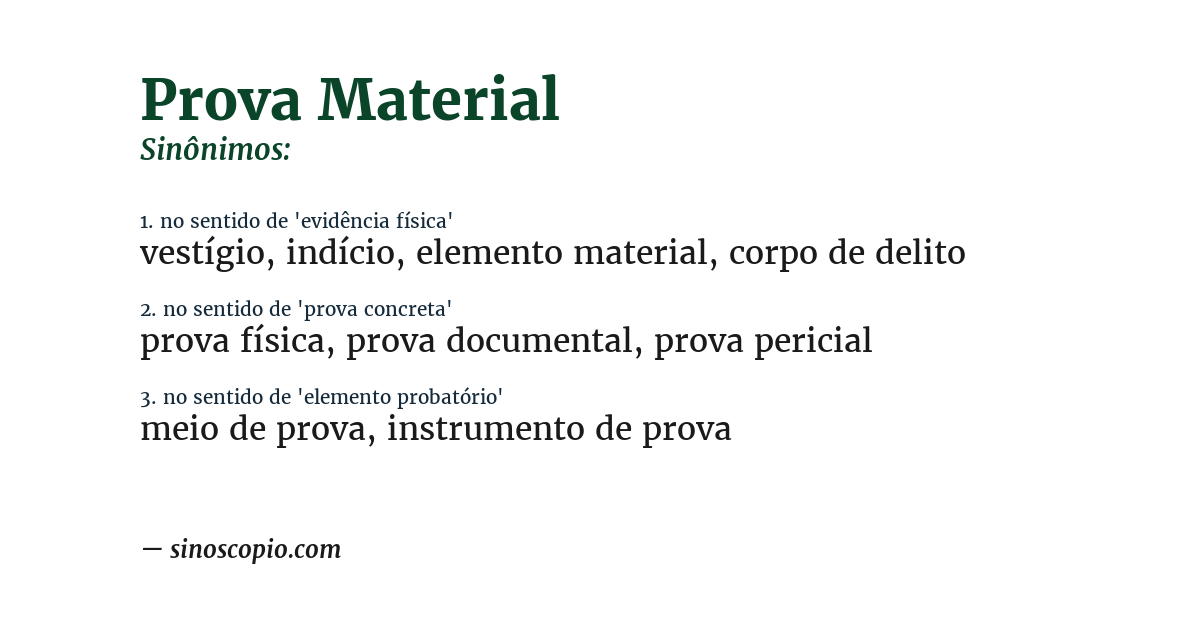 Sinônimo de prova material