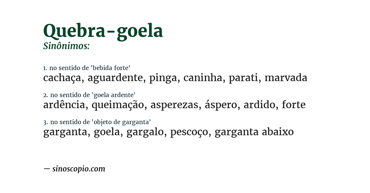 Sinônimo de quebra-goela