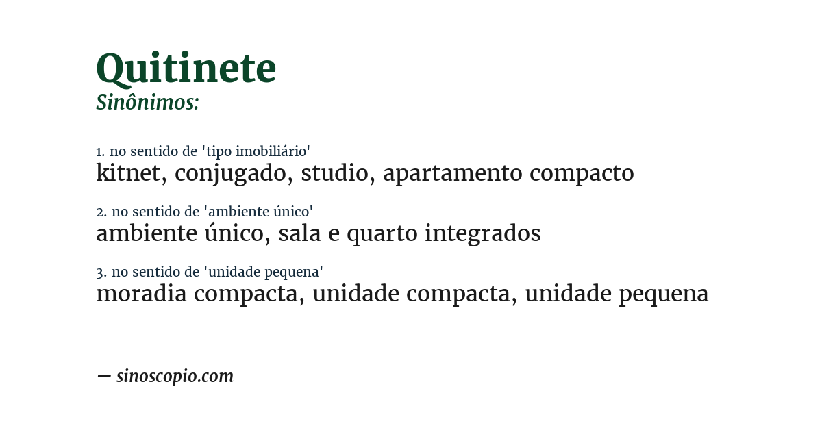 Sinônimo de quitinete