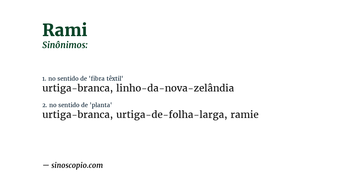 Sinônimo de rami
