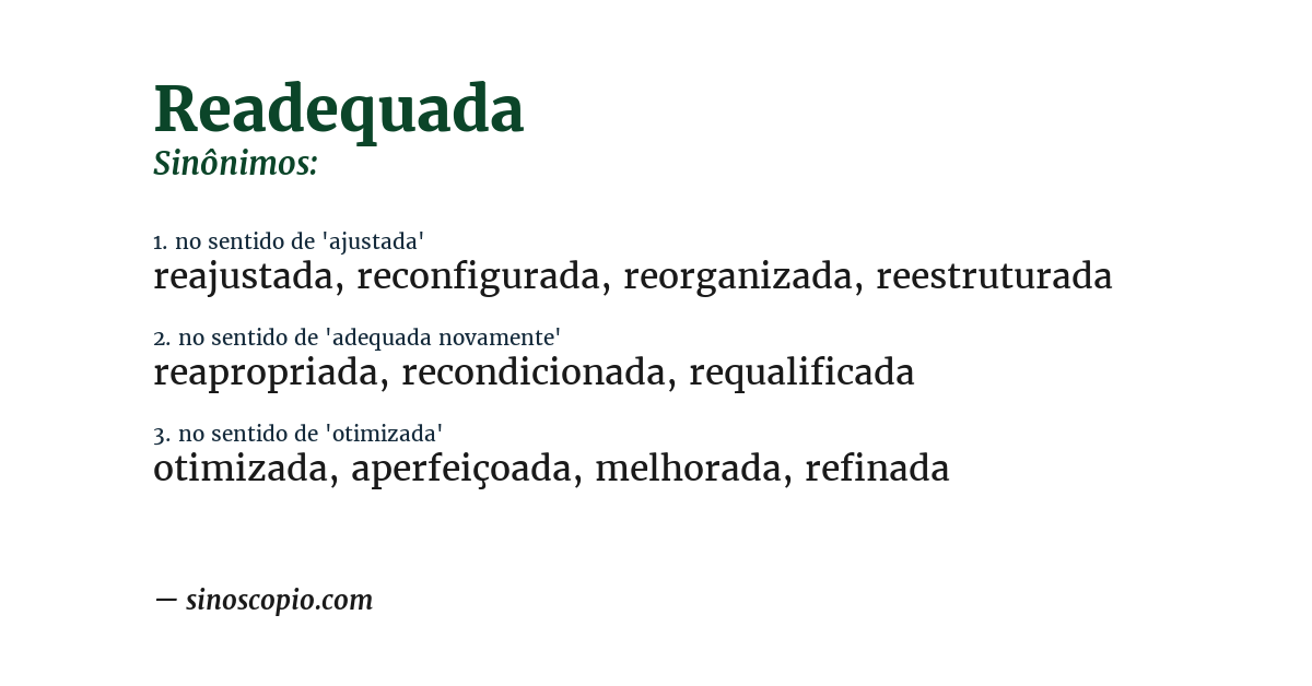 Sinônimo de readequada