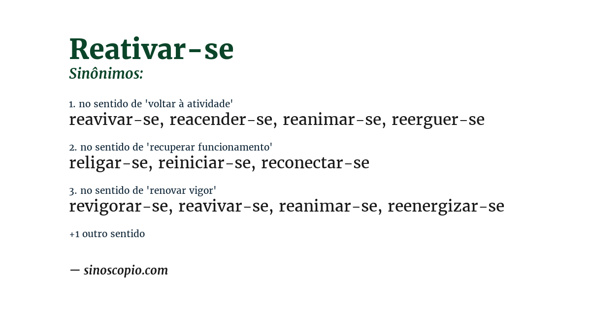 Sinônimo de reativar-se