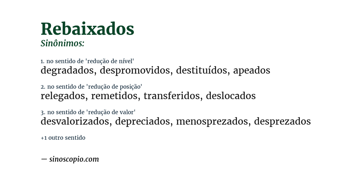 Sinônimo de rebaixados